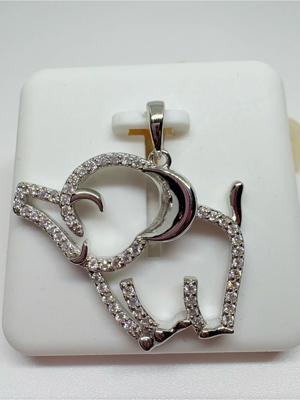 Sterling Silver Moissanite Elephant Pendant
